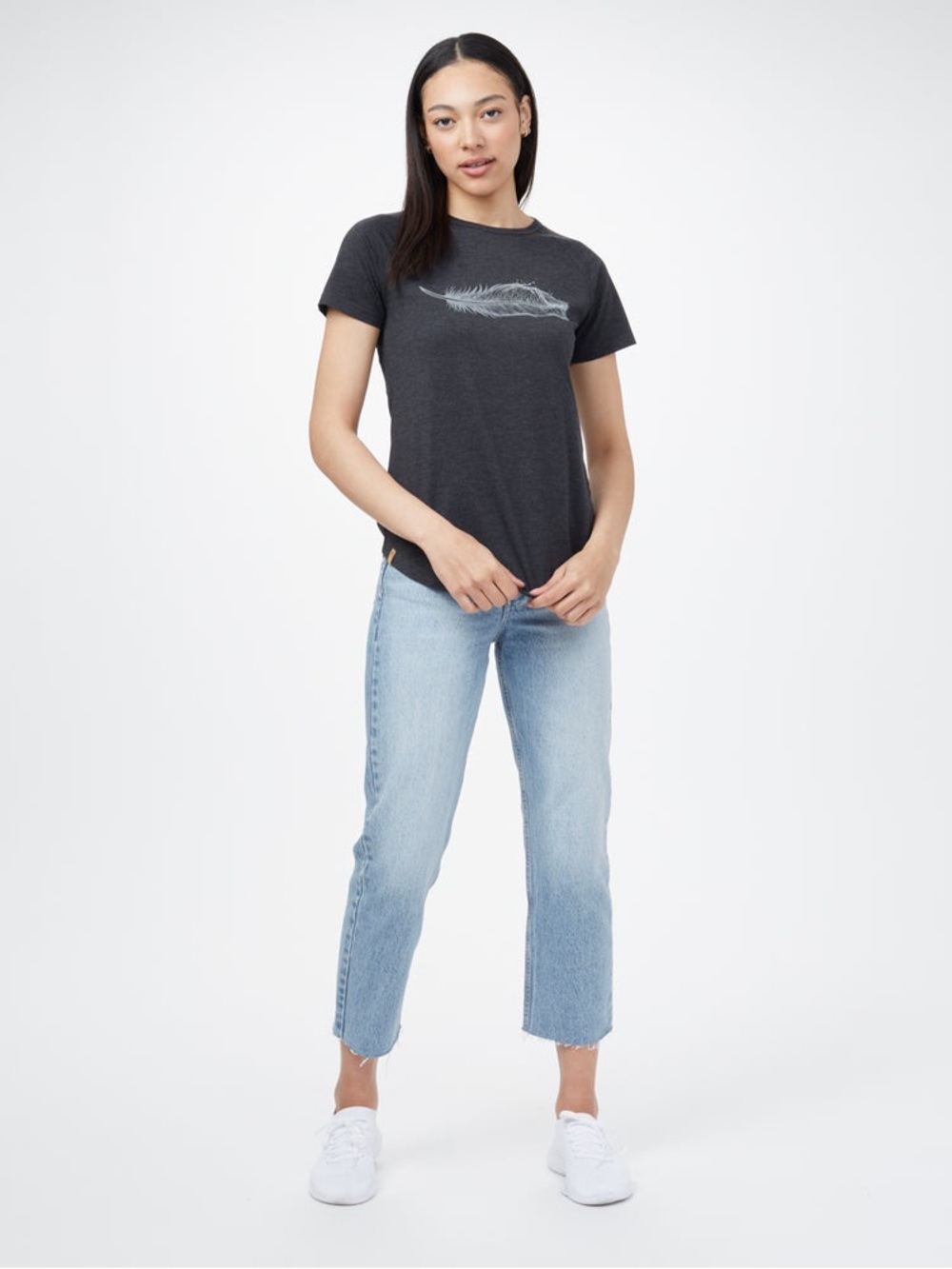 Tentree Featherwave Recycled Polyester Graphic T-Shirt, heather black, Small